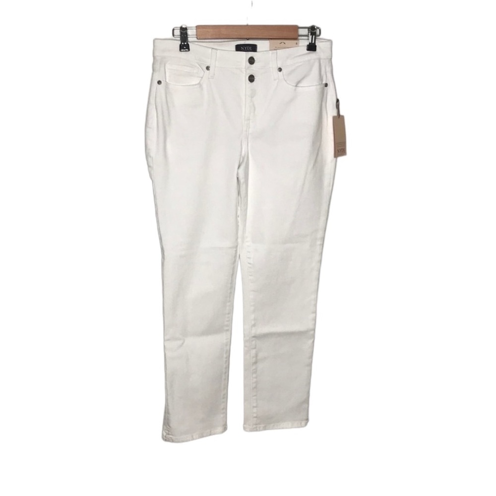NYDJ Sheri Slim white jeans lift tuck technology